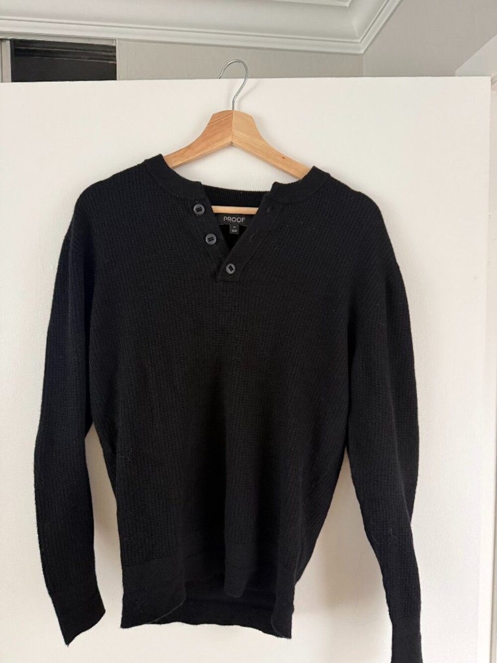 Proof 72-Hour Merino Wool Henley Sweater (Men's M)